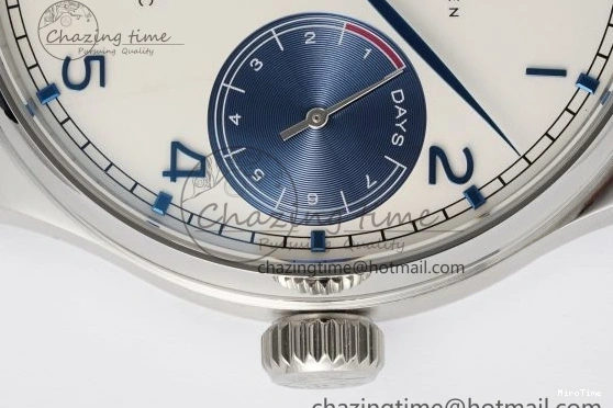 MIROTIME 0413 ZeroBulk Portuguese Real PR IW500715 SS AZF 1:1 Best Edition White Blue Dial on Blue Leather Strap A 7034